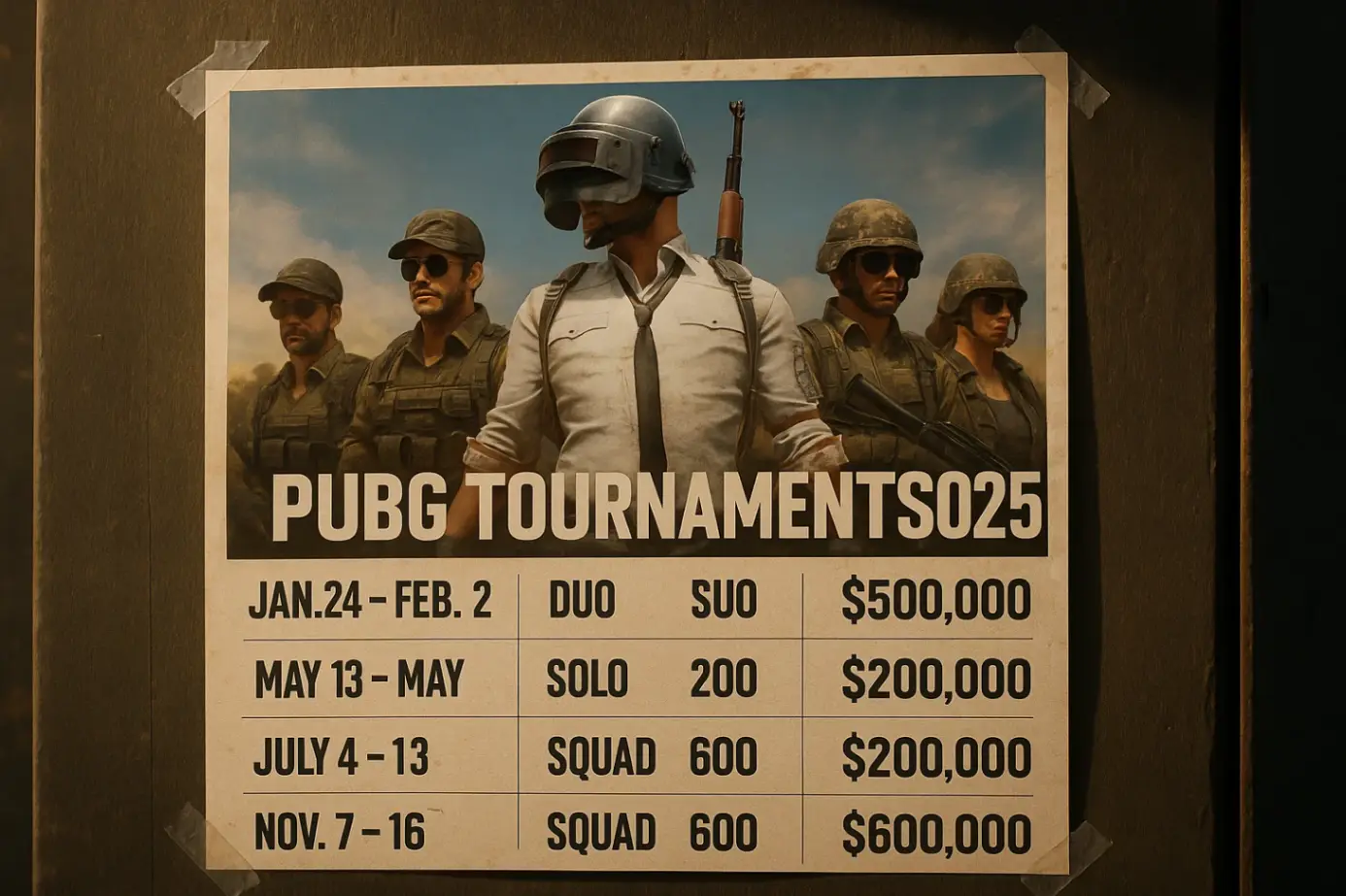 Расписание турниров PUBG 2025: даты, форматы, призы